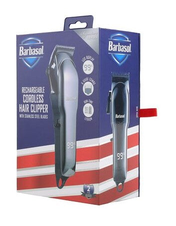 Wholesale-Barbasol CBH14007SIG Rechargeable Cordless Hair Clipper Moving Blade LCD Display 6 Guide - Gray Ceramic-Cordless Hair Clipper-Electro Vision Inc