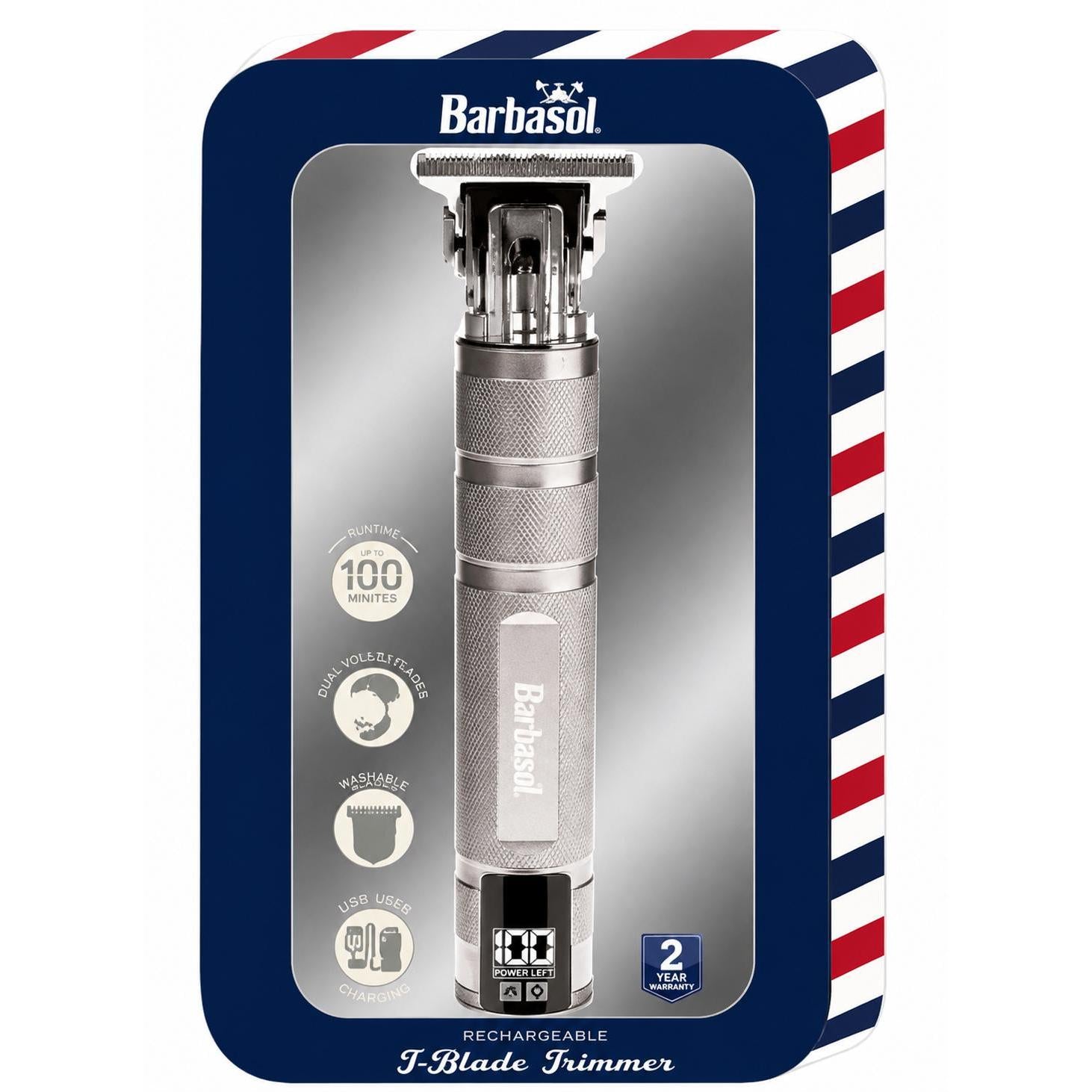 Wholesale-Barbasol CBK16003-TIN Rechargeable T-Blade Trimmer with LCD Display - Silver-Trimmer-Electro Vision Inc