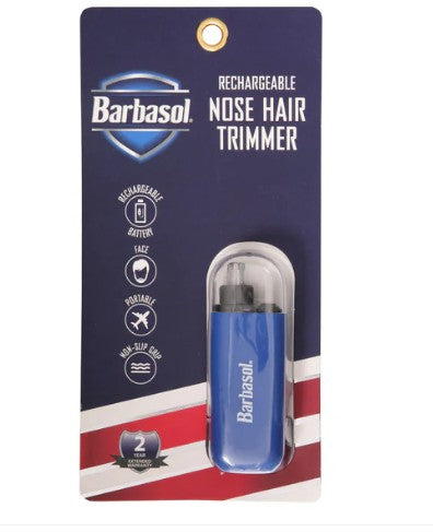 Wholesale-Barbasol CBT13014TRP Mini Nose & Ear Trimmer Blue Rubber Oil Body, Rechargeable, Trap, Groomed, Wet & Dry Use-Trimmer-Electro Vision Inc