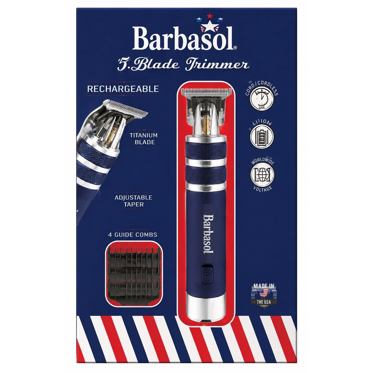 Wholesale-Barbasol CBT16002BLU T-Blade Zero Gapped Trimmer Rechargeable - Blue-electric razor-Electro Vision Inc