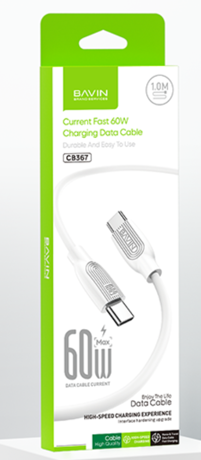 Wholesale-Bavin CB367 USB-C to USB-C Fast Charging Data Cable 60W 1m-Charging Cable-Electro Vision Inc