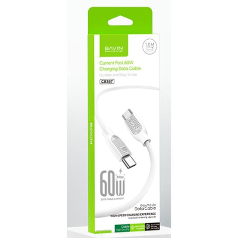 Wholesale-BAVIN CB367 USB-C to USB-C Fast Charging Data Cable 60W 1M-Charging Cable-Electro Vision Inc
