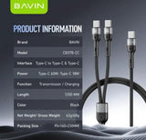 Wholesale-Bavin CB378TC Fast Charging 60W 2-in-1 Type-C Cable-USB Cable-Electro Vision Inc