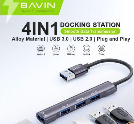 Wholesale-Bavin HUB17TYPEC Type-C Port USB 3.0 Adapter 4-in-1-USB Adapter-Electro Vision Inc