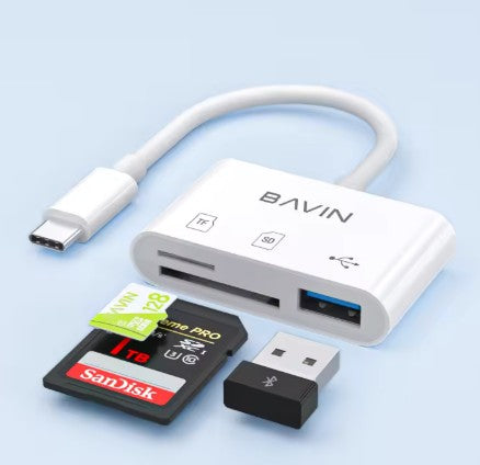 Wholesale-Bavin OTG29 OTG Card Reader Type-C to TF/SD + USB 3-in-1-Memory Card Reader-Electro Vision Inc