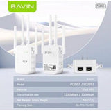 Wholesale-Bavin PC2053 Wireless WiFi Repeater & Signal Extender (2.4G/5G, Up to 1200Mbps)-Wifi Extender-Electro Vision Inc