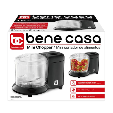 Wholesale-Bene Casa 58899 Mini Chopper – 3 Cup Capacity, Black-Electro Vision Inc