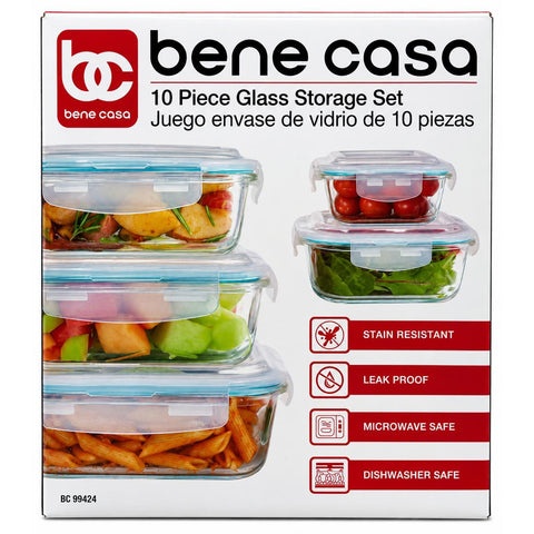 Wholesale-Bene Casa 99424 Glass Storage 10 Piece Set-Food Storage-Electro Vision Inc