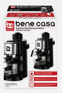 Wholesale-Bene Casa 99676 Espresso Maker - Black - 4-Cup-Electro Vision Inc