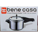 Wholesale-Bene Casa BC-61422 Aluminum Pressure Cooker 6 Qt-Pressure Cooker-Electro Vision Inc