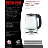 Wholesale-Better Chef IM174B Cordless 1.7 Liter Glass Tea Kettle-Electric Kettles-Electro Vision Inc