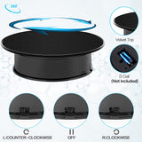 Wholesale-Black Color Velvet Top Motorized Rotating Display Stand for Jewelry Model Trinket Product Displaying (Battery Operated, 10LB Load)-Dispay stand-Electro Vision Inc