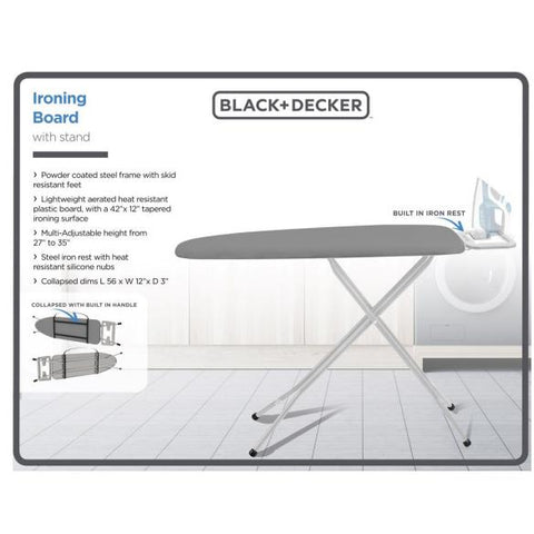 Wholesale-Black + Decker 0078-DKGRY Ironing Board with stand-Ironing Board-Electro Vision Inc