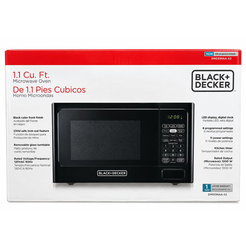 Wholesale-Black + Decker EM031 Microwave Oven 1.1 CF - Black-Microwave Oven-Electro Vision Inc