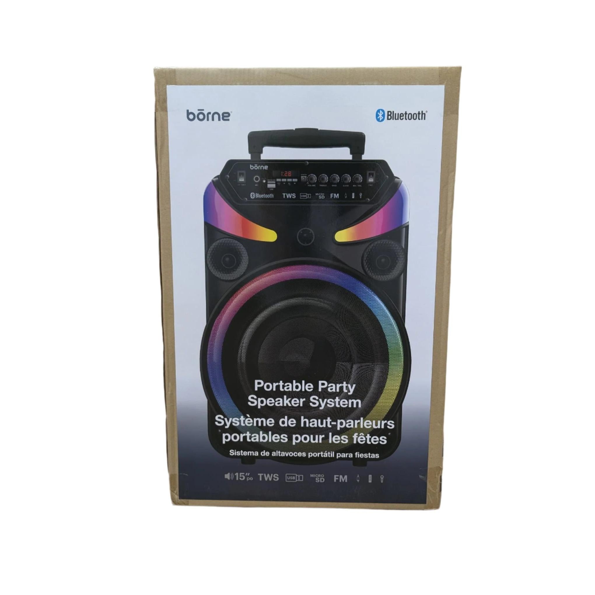 Wholesale-Borne BTSPK139 Woofer + 1.5" Tweeter Bluetooth Party Speaker - 15"-Electro Vision Inc