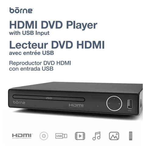 Wholesale-Borne DVD350H Compact DVD Player with USB &amp; HDMI-DVD Player-Electro Vision Inc