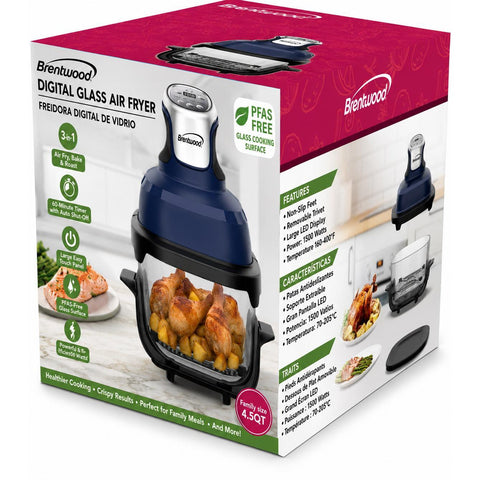 Wholesale-Brentwood AF450DGBL Digital Glass Air Fryer 1500W-Air Fryer-Electro Vision Inc