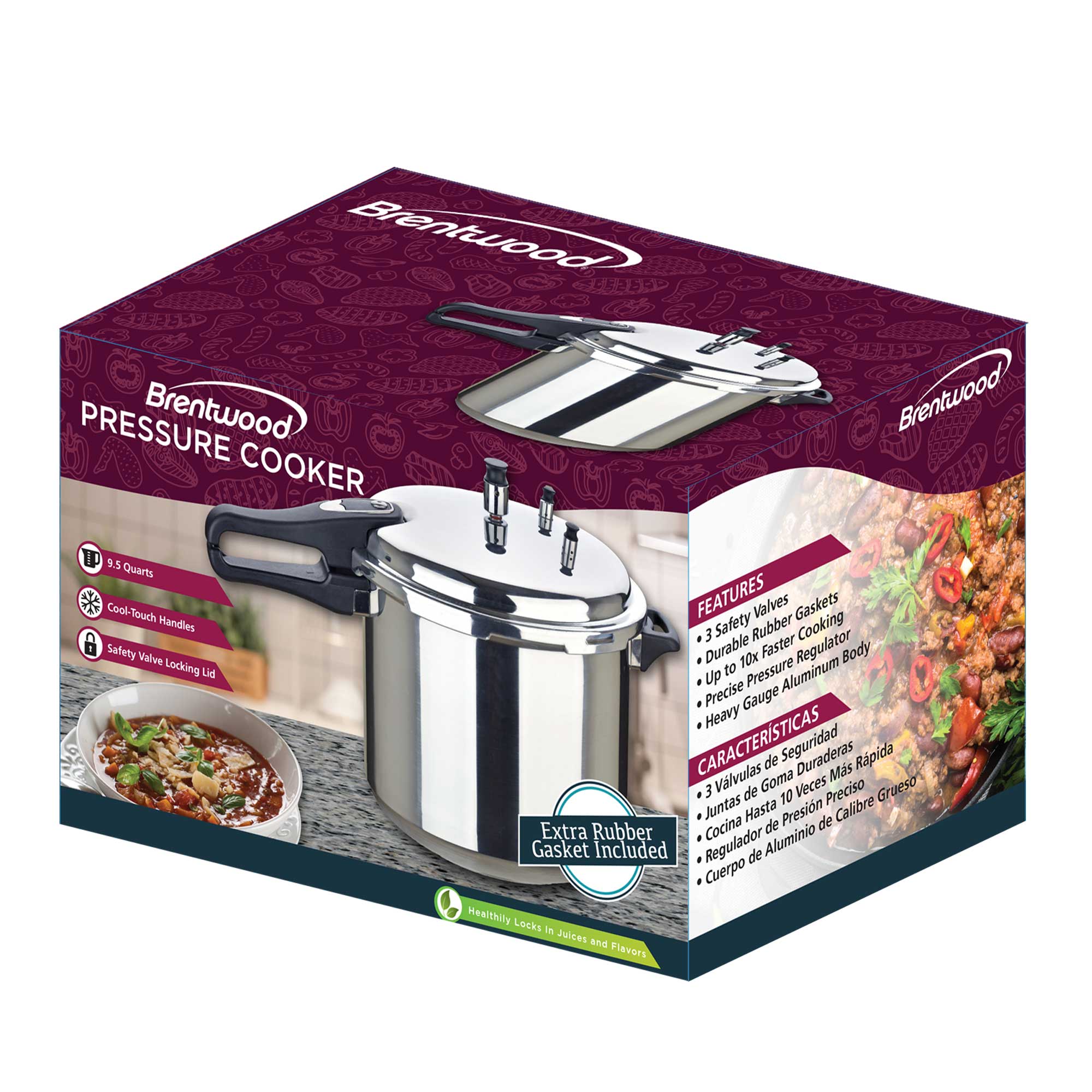 Wholesale-Brentwood BPC112 Pressure Cooker 9 QT-Pressure Cooker-Electro Vision Inc