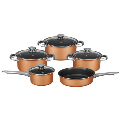 Wholesale-Brentwood BPS-309C 9-Piece Non-Stick Cookware Set Copper-Electro Vision Inc