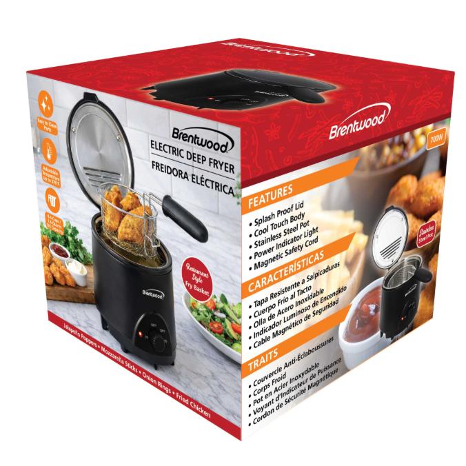 Wholesale-Brentwood DF715BK Electric Deep Fryer 1.6 QRT-Deep Fryer-Electro Vision Inc