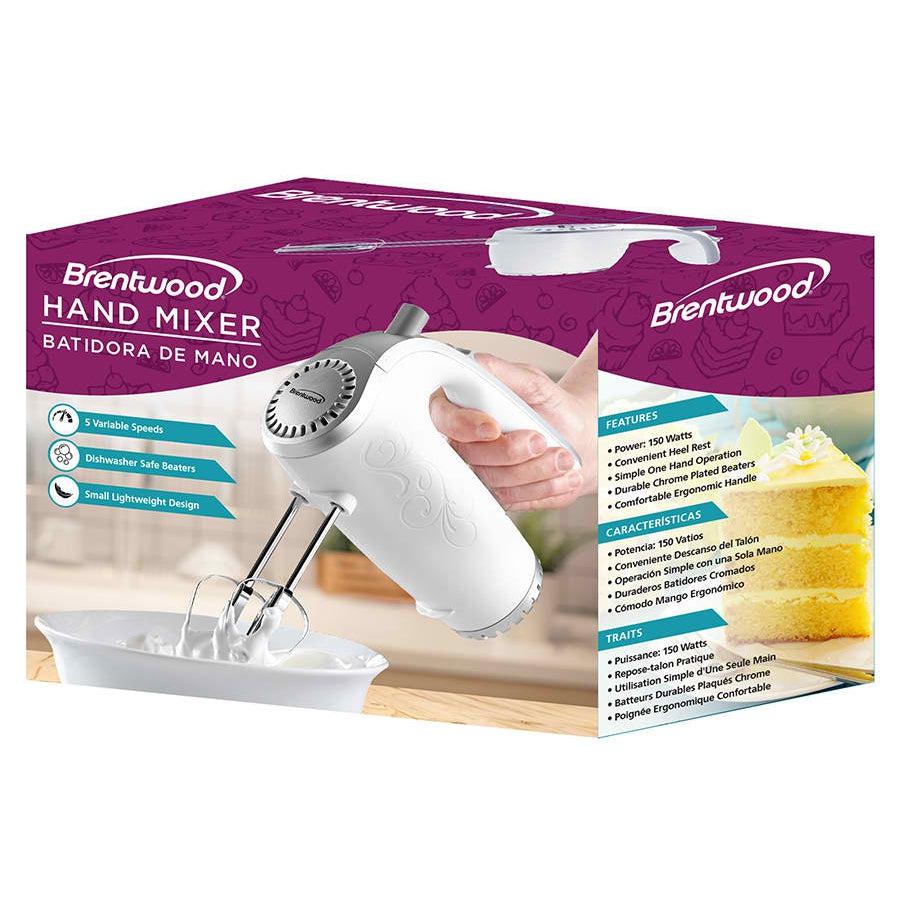 Wholesale-Brentwood HM48W Electric Hand Mixer 5 Speed - White-Hand Mixer-Electro Vision Inc