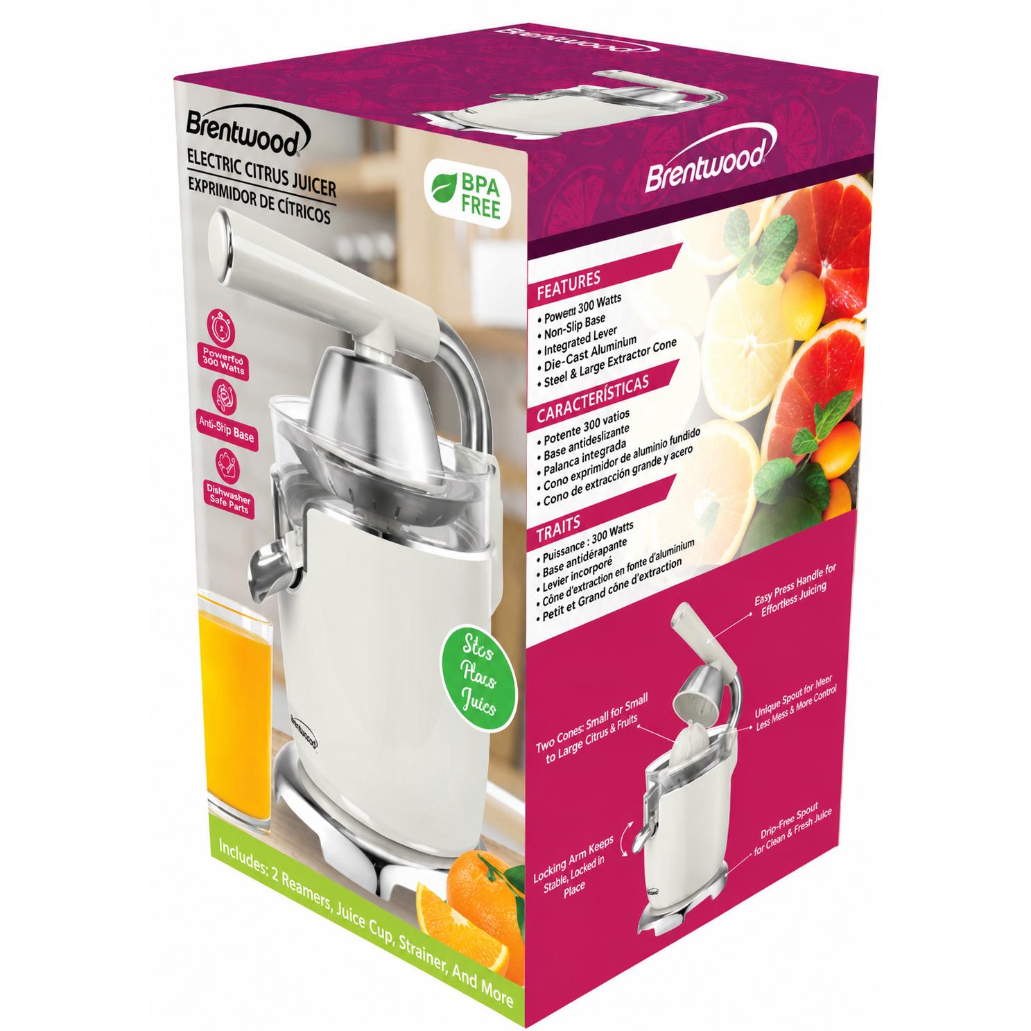 Wholesale-Brentwood J28W Electric Citrus Juicer 200W - White-Juicer-Electro Vision Inc