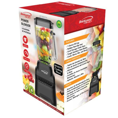 Wholesale-Brentwood JBS500BK Glass Jar Blender 500 Watts-Blender-Electro Vision Inc