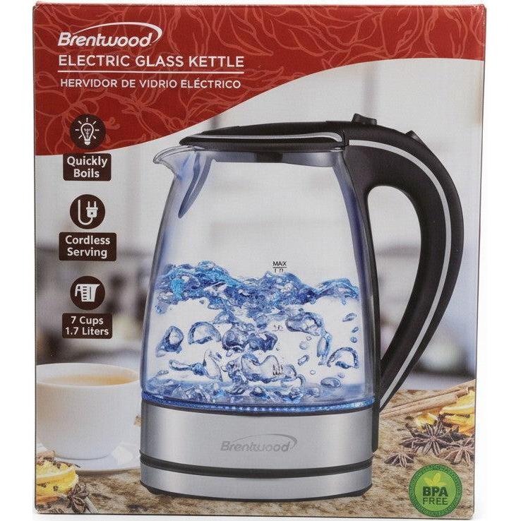 Wholesale-Brentwood KT-1900 Cordless Glass 1.7L Electric Tea Kettle-Kettle-Electro Vision Inc
