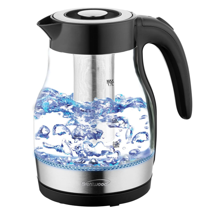 Wholesale-Brentwood KT-1962BK Tea Kettle Stainless Steel 1.9qt-Kettle-Electro Vision Inc
