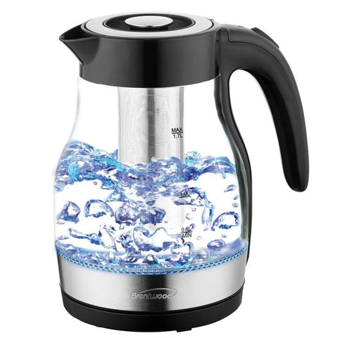 Wholesale-Brentwood KT-1962BK Tea Kettle Stainless Steel 1.9qt-Electric Kettles-Electro Vision Inc
