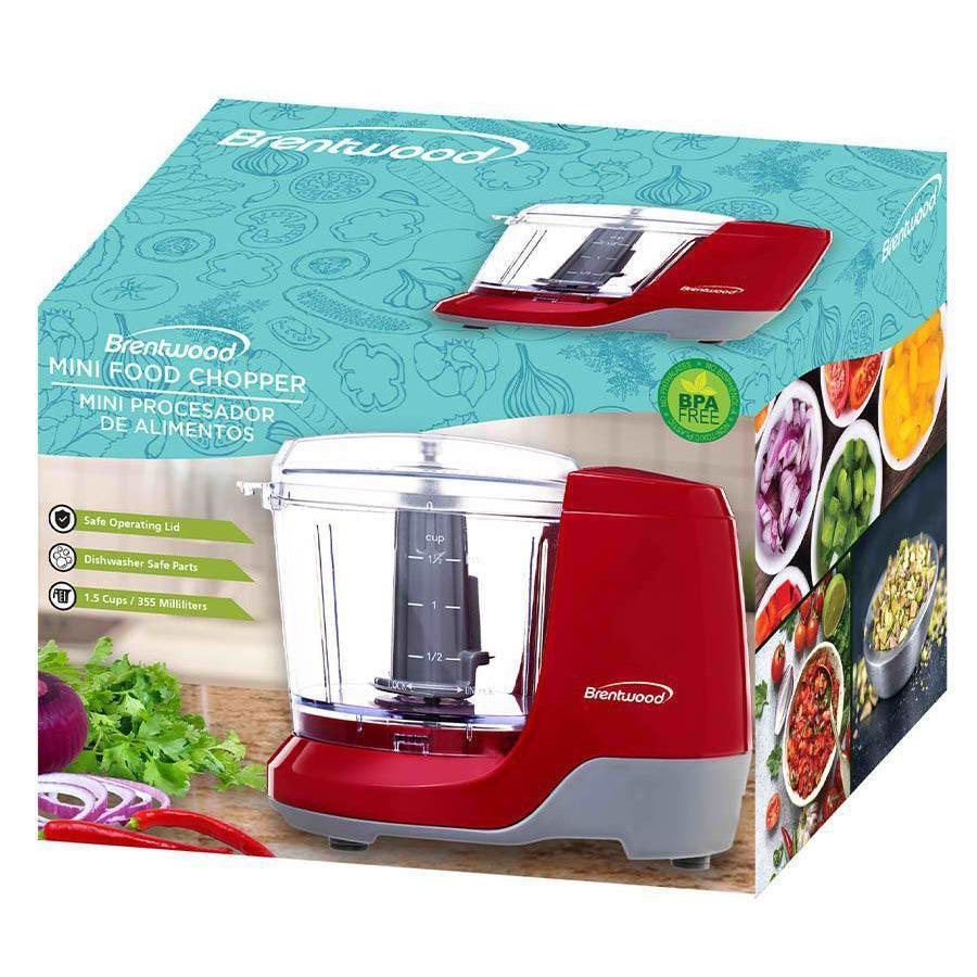 Wholesale-Brentwood MC109R Mini Food Chopper Red-Food Chopper & Processor-Electro Vision Inc