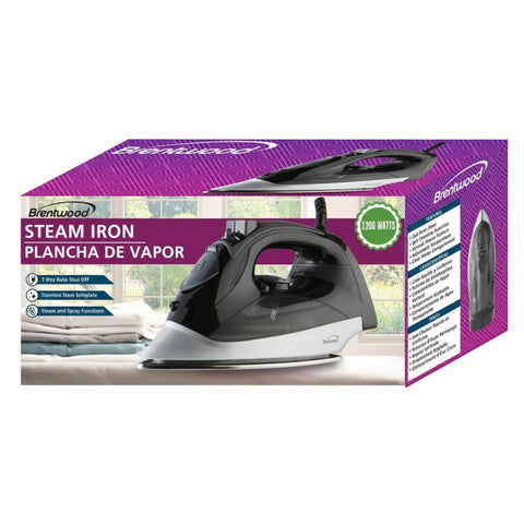 Wholesale-Brentwood MPI-90BK Steam Iron Auto Shut-Off Black-Iron-Electro Vision Inc
