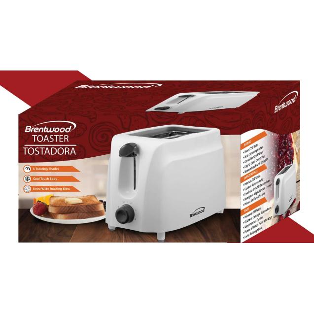 Wholesale-Brentwood TS-260W Toaster - 2-Slice - White-Toaster-Electro Vision Inc