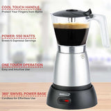 Wholesale-Brentwood TS119S - Cordless Electric Moka Pot Espresso 550 Watts Silver-Pot Espresso-Electro Vision Inc