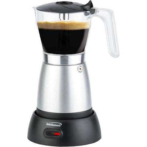 Wholesale-Brentwood TS119S - Cordless Electric Moka Pot Espresso 550 Watts Silver-Pot Espresso-Electro Vision Inc