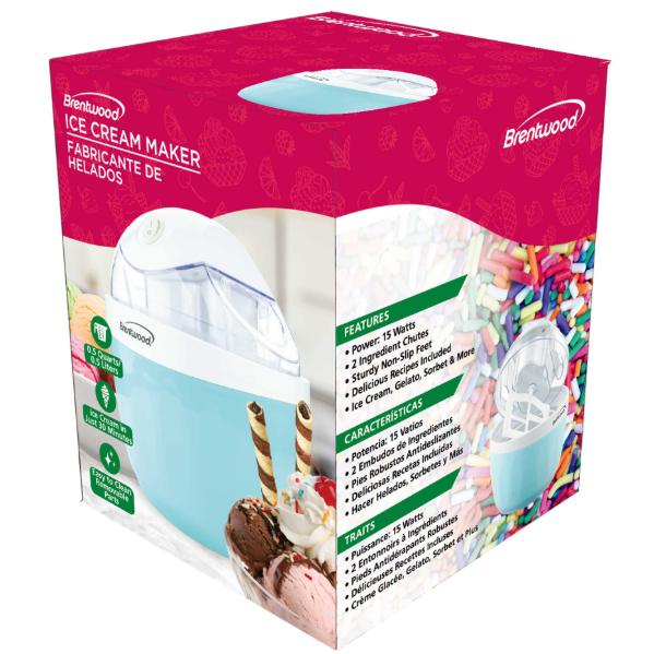 Wholesale-Brentwood TS1409BL Ice cream Maker 0.5 Liter - Blue-Ice Cream Maker-Electro Vision Inc