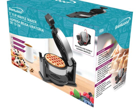 Wholesale-Brentwood TS231S Electric Belgian Waffle Maker Silver 5"-Waffle Maker-Electro Vision Inc