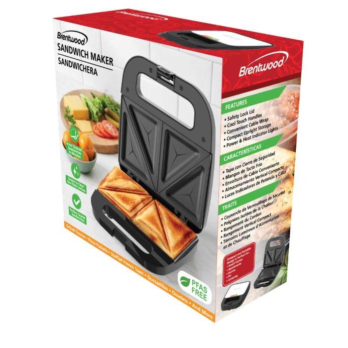 Wholesale-Brentwood TS241BK Sandwich Maker-Sandwich Maker-Electro Vision Inc
