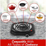 Wholesale-Brentwood TS323BK Single Electric Burner 1100W - Black-Electric Burner-Electro Vision Inc