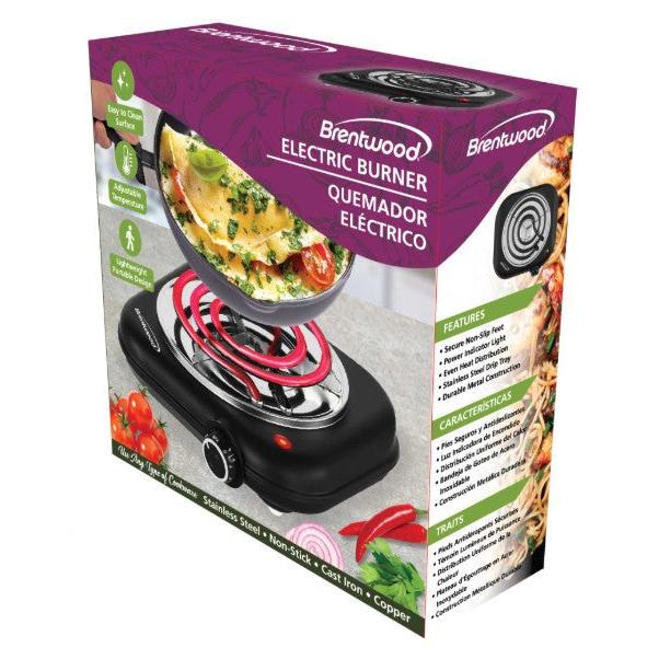 Wholesale-Brentwood TS323BK Single Electric Burner 1100W - Black-Electric Burner-Electro Vision Inc