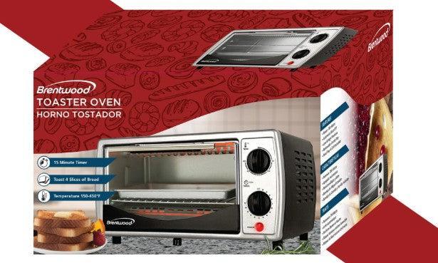 Wholesale-Brentwood TS345 Toaster Oven - 4 Slice-Toaster Oven-Electro Vision Inc