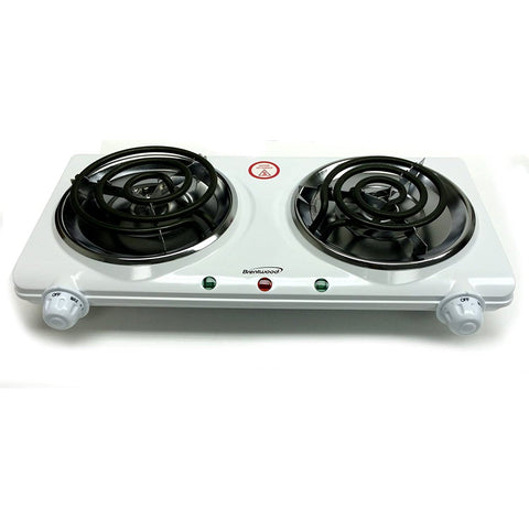 Wholesale-Brentwood TS360 Electric Double Burner- White-Electric Burner-Electro Vision Inc
