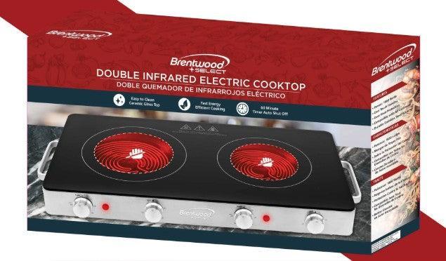 Wholesale-Brentwood TS382 Double Burner Infrared - Stainless Steel-Electric Burner-Electro Vision Inc