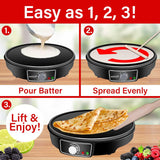 Wholesale-Brentwood TS602BK Crepe & Griddle Maker 12"-Toasters-Electro Vision Inc