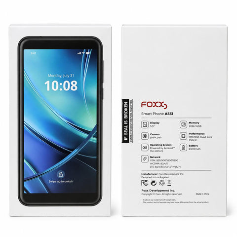 Wholesale-Foxx A551 Smartphone 4G LTE Android Go, Dual Cam, 5.5" Display-Smartphone-Electro Vision Inc