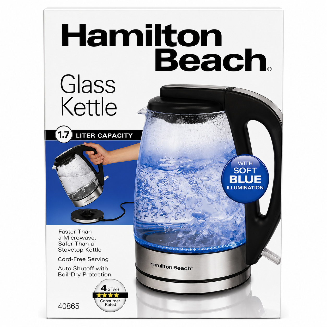 Hamilton Beach 40865 Electric Kettle Glass 1.7L