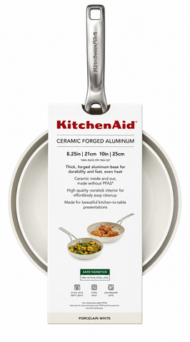 KitchenAid 15071 Forged Ceramic 2 Piece Skillet Set (8.25" & 10") - Porcelain White