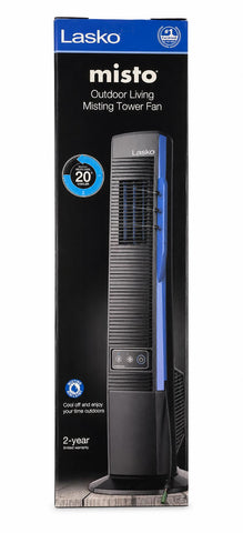 Lasko YF300 Misto Outdoor Living Misting Tower Fan with 4 Speeds - Black