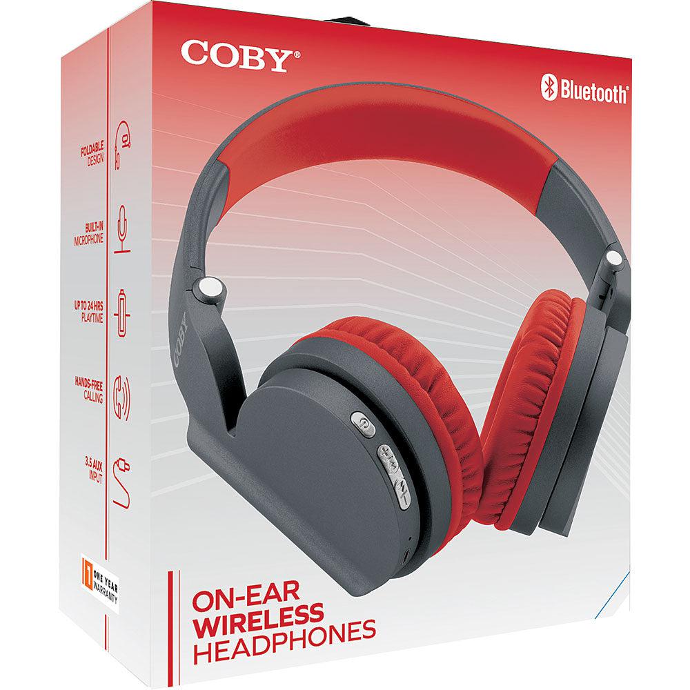 Wholesale-Coby CHBT711 - On-Ear Wireless Headphones, Gray/Red-Headphones-Electro Vision Inc