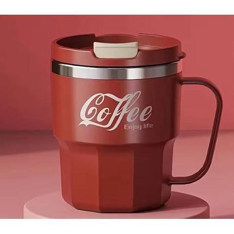 Wholesale-Coffee Mug Double Wall Insulated Metal With Lid 400ml Cola Red-Insulated Coffee Mug-Electro Vision Inc